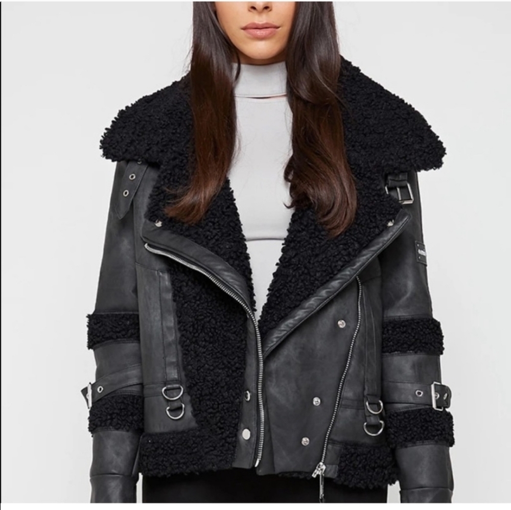 Women's Black Chunky Biker Jacket♡